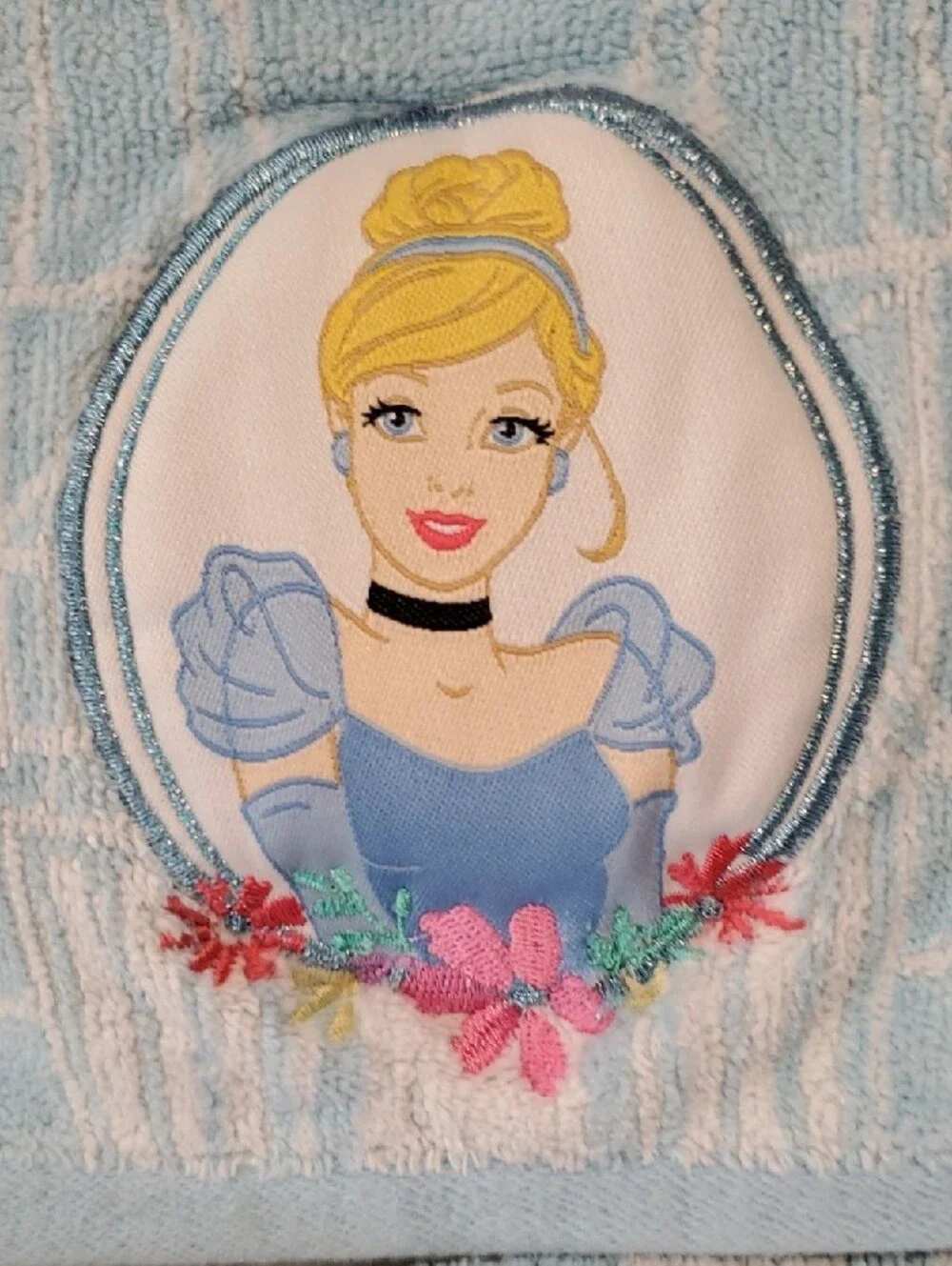 2 Cinderella Light Blue Kids Towels - Princess Castle Design